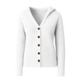 thumbnail image 4 of ZHOGXU Women's Hooded Cardigan Long Sleeve Open Front Buttons Solid Color Knit Comfortable Slim Fit Coat Jacket For Casual Daily Wear White Xl, 4 of 4
