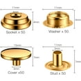thumbnail image 2 of 200 Pieces (50Sets) 5/8 inches (15mm) Snap Fastener Kit Snap Button kit Snaps for Leather Snap Fasteners Stainless Snaps Buttons for Bag, Clothes, Fabric, Jeans (Gold), 2 of 6
