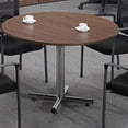 thumbnail image 1 of Modern Round Conference Table and Chairs Set, Meeting Room Boardroom Office, Wooden (42" Diameter w/ 4 Chairs, Mahogany), 1 of 5