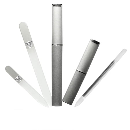 3 Piece Glass Manicure Nail Care Kit in Silver by Bona Fide Beauty 3 Piece Glass Manicure Nail Care Kit in Silver by Bona Fide Beauty