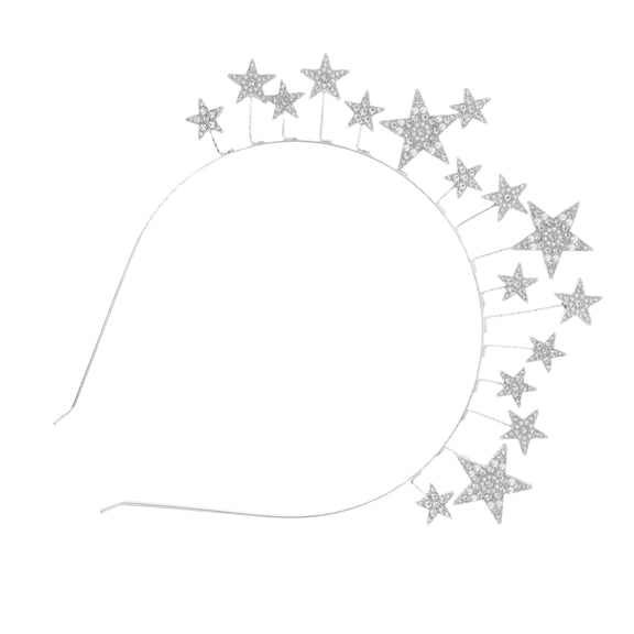 CTIRCHIU Star Hairband with Rhinestone Embellishments Silver Metal Headpiece for Wedding Celebration