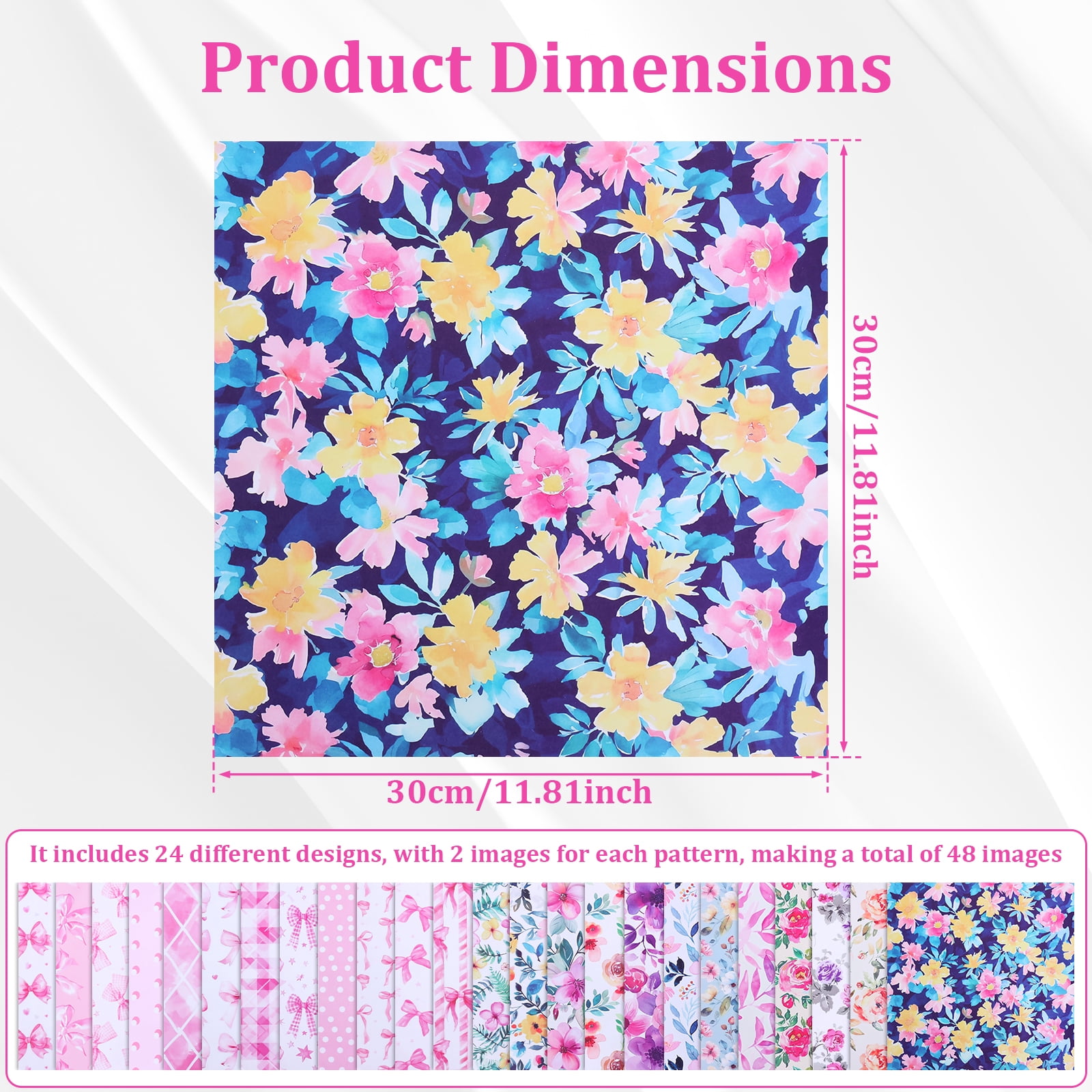 Atopoler 24 Themes Vintage Floral Scrapbook Paper Set,Double Sided Decorative Craft Paper for Birthday DIY Card,48Pcs,11.81 x 11.81 inches