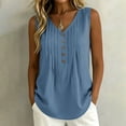 thumbnail image 6 of Bosfbaoi Womens Tops V-Neck Sleeveless Pleated Blouse Casual Button Accent Tank Top Summer Tops for Women, 6 of 8