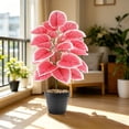 thumbnail image 4 of Artificial Potted Greenery, Pink Taro Leaf Faux Greenery, Realistic PVC Plastic, Home Office Desk Decor, 1 Count, 4 of 6