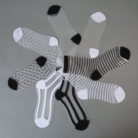 

Striped Heart Dots Bow Women Summer Ultra Thin Transparent Over Ankle Socks