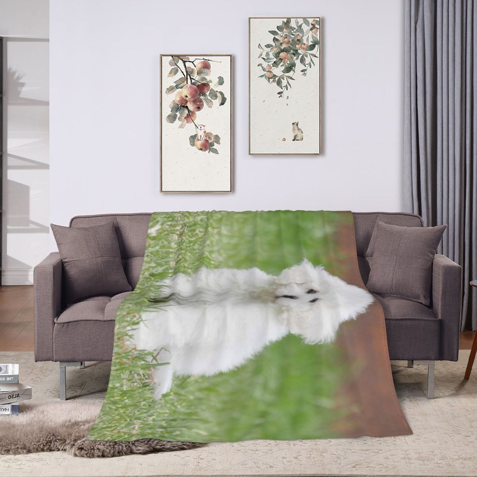 Wijzvio Bichon Frise Dog Throw Blanket Soft Fuzzy Fleece Blanket For Couch Bed Living Room Decoration 60"X50"
