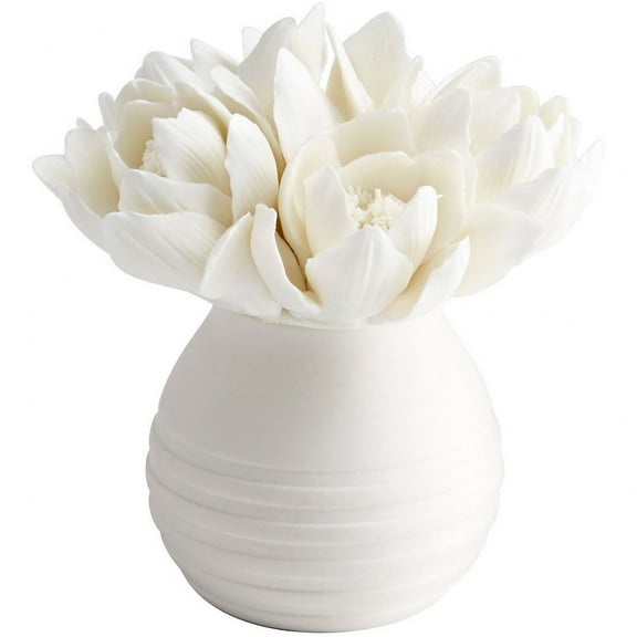Cyan Design 10286 Ceramic Blooming Fleur Abstract Statue - White