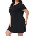 thumbnail image 2 of DARING DIVA Women's Plus Size Short Sleeve Ruffle Casual Nightgown 3X Black, 2 of 5