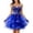 Blue, variant on Elegant Womens Tutu Short Dresses Solid Color Halter Spaghetti Strap Fitted Lace Layered Sequined Bow Detail Party Event