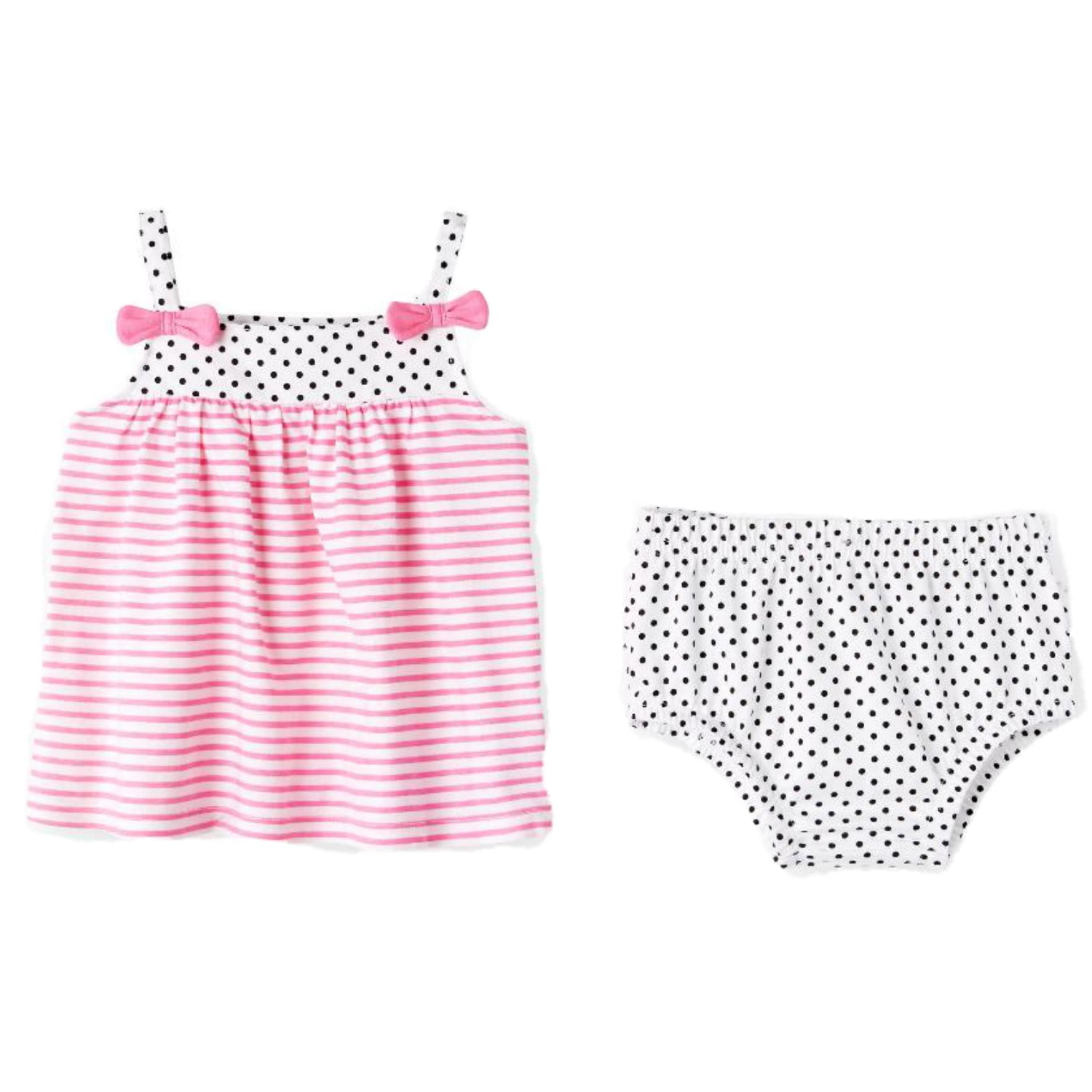Infant Girls Stripe Polka Dot Cotton Sun & Panty Baby Outfit NB - Walmart.com