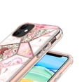 thumbnail image 4 of For Apple iPhone 13 Pro Max (6.7") Dual Layer Hybrid Shockproof Fashion Design IMD Electroplating 2in1 Hard Rubber Frame Cover ,Xpm Phone Case [ Floral Marble Rose Gold ], 4 of 5