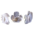 thumbnail image 3 of Svanörn Huvud Fisk Uggla Pingvin Staty Natursten Grå Agat Geod Healing Kristallsnideri Djurfigurer Hantverk Heminredning Nine-tailed Fox 3pcs, 3 of 5