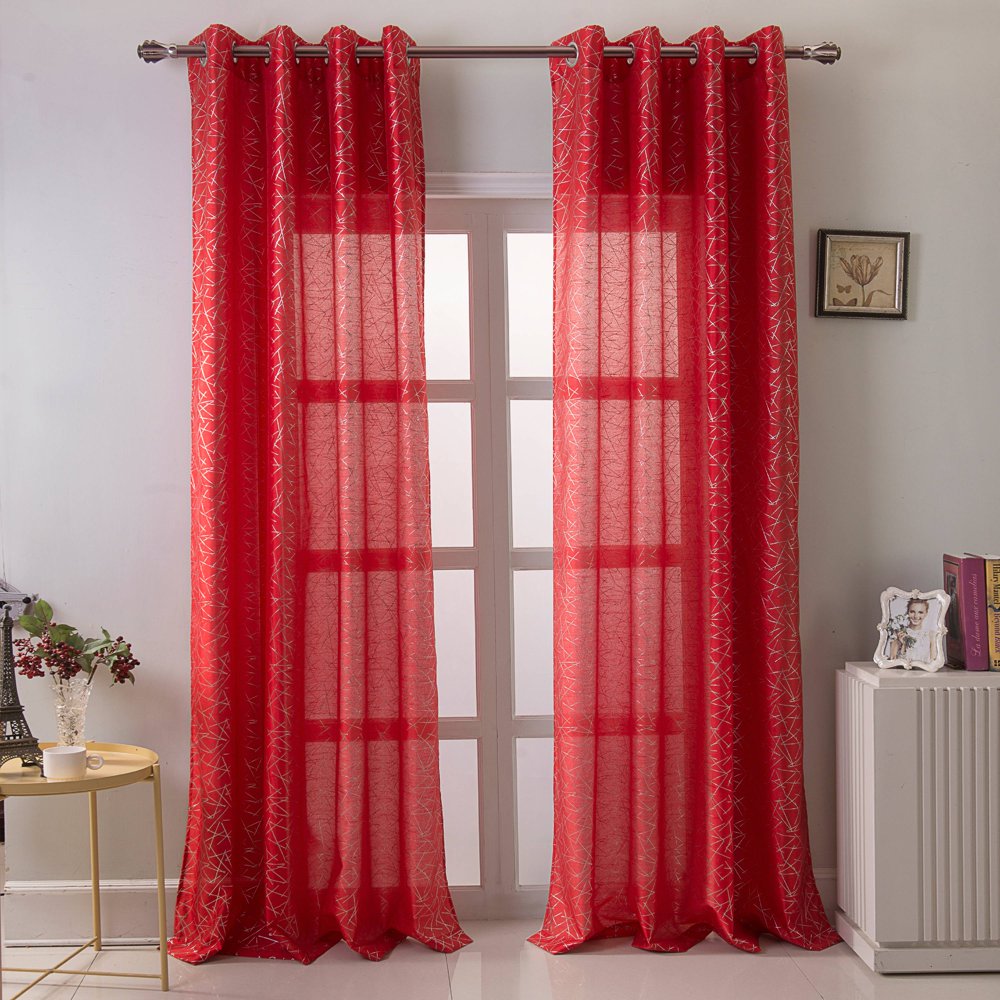 Elton Metallic Faux Silk 54 x 90 in. Grommet Single Curtain Panel in