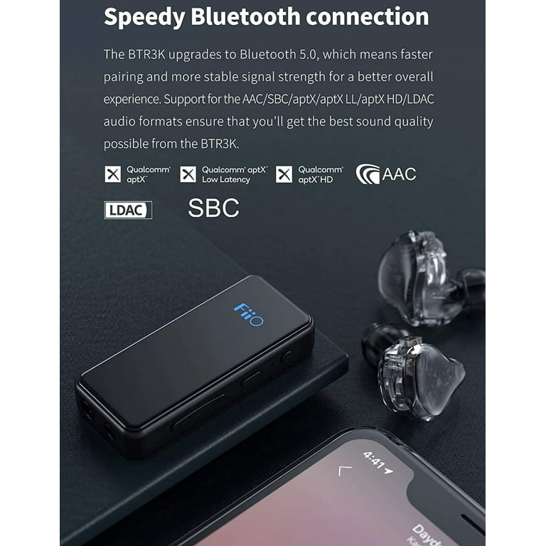 FiiO BTR3K Bluetooth Headphone Amp with Blucoil 5000mAh Power Bank