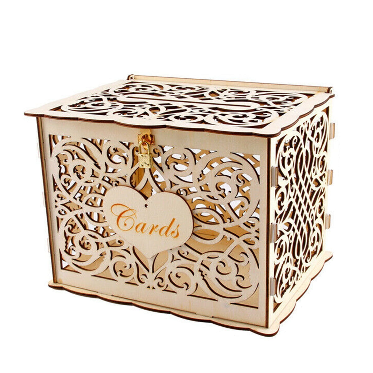 Wedding Gift Card Box Wooden Money Box with Lock Advice Box Wedding Dekor DIY