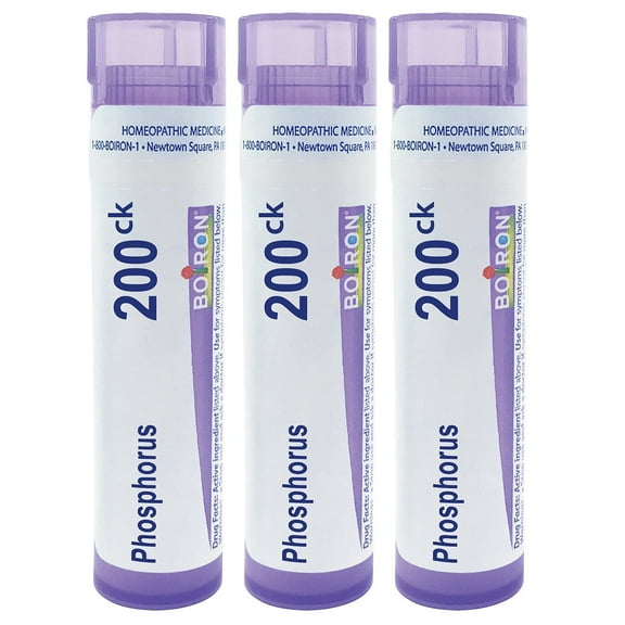 Boiron Phosphorus 200CK, Homeopathic Medicine for Dizziness With Sleeplessness, 3 Count (3 x 80 Pellets)