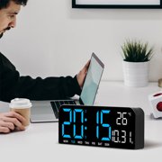 TIMESS Digital Alarm Clock 9.5 Large LED Display, Memory Backup, for Home (Blue)