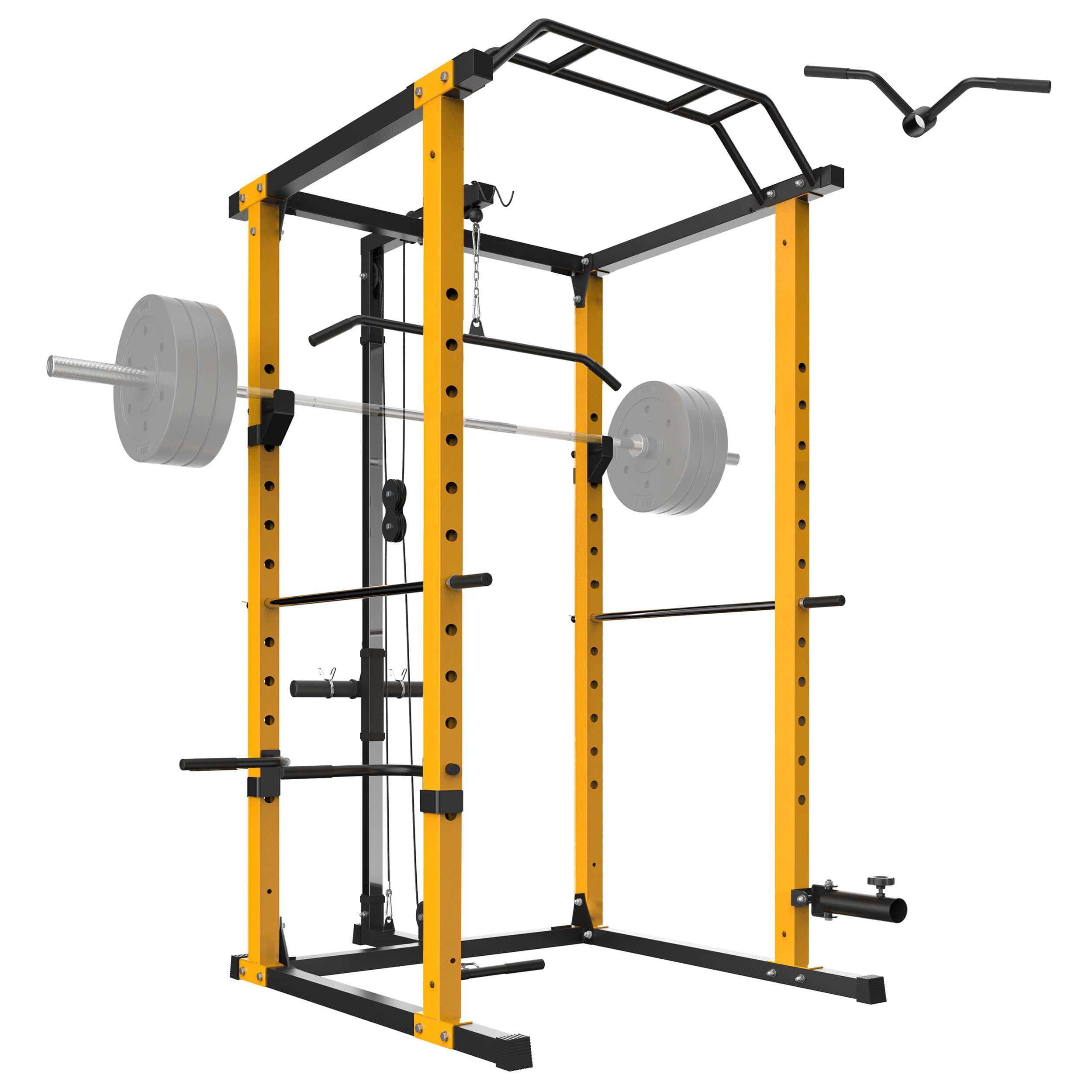 US.Stock 1000-Pound Capacity Olympic Power Cage,Multi-Function Adjustable Light Commercial Weight Cage with LAT Pull-Down Pulley System,360 Degree Swivel with Up and Down Directions yarino 
