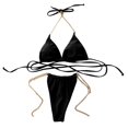 thumbnail image 1 of E8BF-Conjunto de Bikinis para mujer, traje de baño de Color sólido con cordones, Tanga, bañadores sexis con pecho pequeño, traje de baño envolvente, 1 of 5