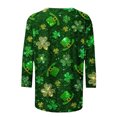 thumbnail image 4 of Uootdi St Patricks Day 3/4 Sleeve Shirt for Women Plus Size Funny Cute Saints Patrick's Tops Irish Shamrocks Printed Outfit Gift, 4 of 6