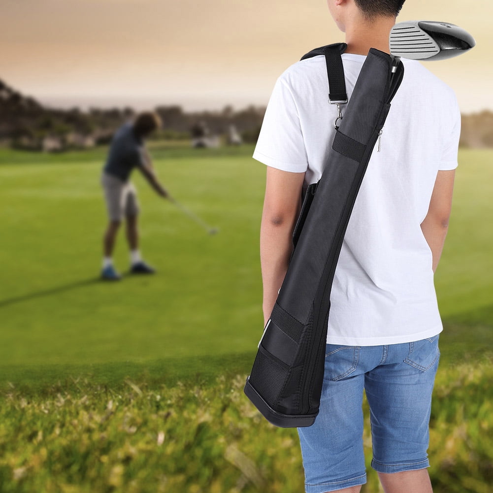 NFTIGB Portable Nylon Golf Club Carry Bag for 1-3 Clubs, Lightweight Sunday Practice Bag with Accessory Pocket and Adjustable Shoulder Strap, 31.5 inches / 80 cm, Black