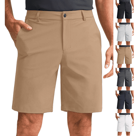 Golf Shorts for Men 7 Summer Lightweight Baggy Stretch Quick Dry Casual Dressy Pull On Shorts with Pockets Khaki XL