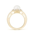 thumbnail image 2 of ANGARA Freshwater Cultured Pearl and Diamond Ring with Floral Halo in 14K Yellow Gold for Women | June Birthstone, Birthday, Anniversary, Jewelry Gift for Women | Pearl Ring, 2 of 5