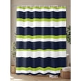 thumbnail image 4 of Green and Shower Curtain, Navy Blue Stripe Abstract Geometric Stripes Waterproof Shower Curtain Set with 12 Hooks Lightweight Washable Fabric Shower Curtains for Bathroom 72x78 Inches, 4 of 6