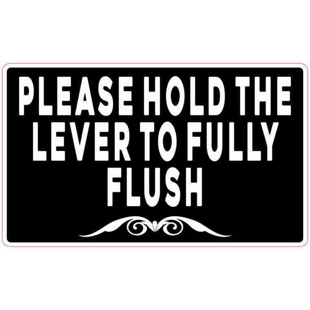 5inx3in Please Hold the Lever to Fully Flush Restroom