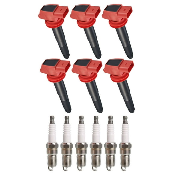 Set of 6 ISA Ignition Coils and 6 Spark Plugs Compatible with 2009-2016 Porsche Cayenne 4.8L V8 4806cc 293ci  Replacement for UF660