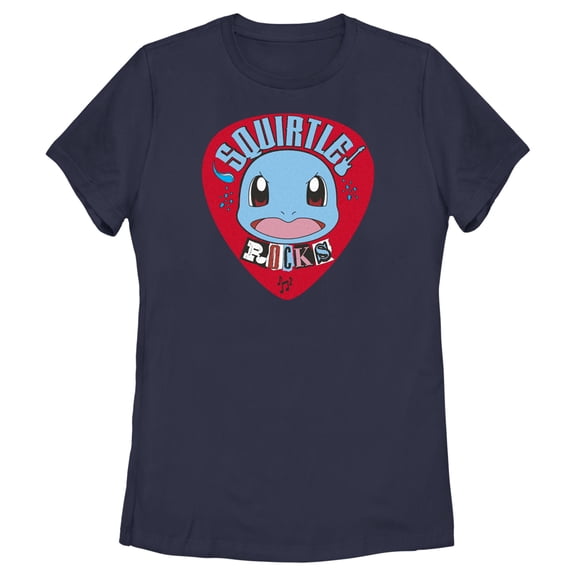 Women's Pokemon Squirtle Rocks  Graphic Tee Navy Blue Small