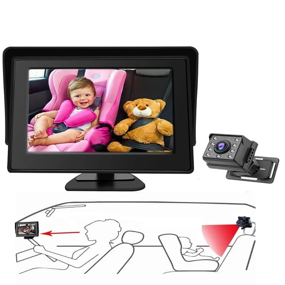 4.3-inch HD In-Car Baby Monitor with Rear-View Camera