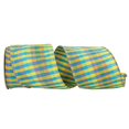 thumbnail image 1 of Reliant Ribbon 92659W-977-10F 4 in. 10 Yards Plaid Dupioni Sally Wired Edge Ribbon, Blue & Gold, 1 of 1
