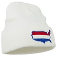 thumbnail image 5 of U.S. Map Embroidered Long Knit Beanie - White OSFM, 5 of 5