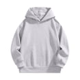thumbnail image 5 of Tdoqot Girls Cotton Hoodie- Long Sleeve Loose Fit Casual Stretch Basic Pullover Sweatshirt Gray Size4-12, 5 of 8