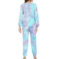 thumbnail image 4 of Savings Womens Pajamas Sets Tie-dye Casual 2 Piece Crewneck Top and Tapered Leg Pants Outfits Lounge Sleep Homewear (L, Purple 01), 4 of 5