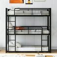 thumbnail image 2 of Black Metal Triple Bunk Bed - Twin Size, Space-Saving Design, Sturdy Steel Frame for Bedroom, Dorm. No Box Spring Needed, Easy Assembly., 2 of 14