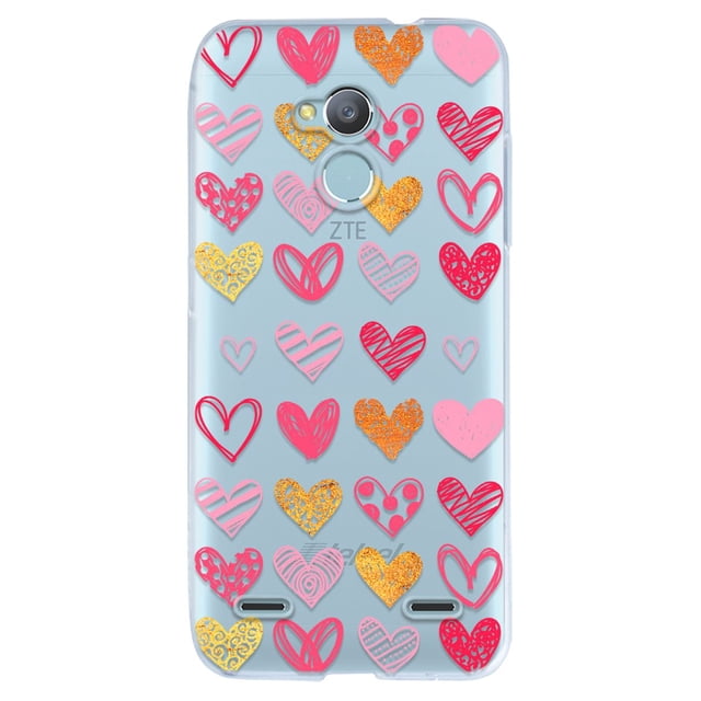 Funda para Blade V6 Plus Corazones Varios, Uso Rudo, InstaCase Protector para Blade V6 Plus antigolpes, case Corazones
