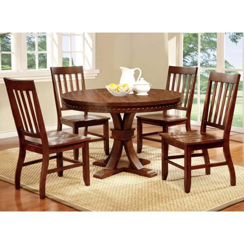 Furniture Of America Yizi Contemporary Oak 5 Piece Dining Set Com Furniture Of America Yizi Contemporary, Oak Dining Room Set Round Table