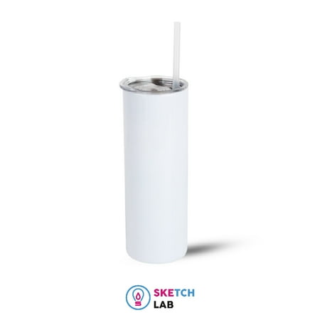 

SketchLab Skinny Tumbler Double Wall Bottle With Lid and metalic straw 20 Oz.gifts and stationery. Blanck heat press transfer sublimation