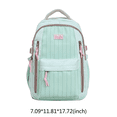 thumbnail image 2 of HAHUT Large Capacity Nylon Striped Backpacks for Women Men, Lightweight Multiple Pockets Schoolbag for College Travel Office Work & Daily Use (Green), 2 of 8