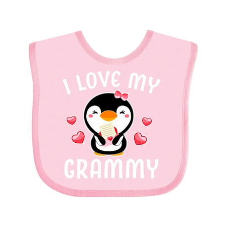 

Inktastic I Love My Grammy with Cute Penguin and Hearts Gift Baby Girl Bib