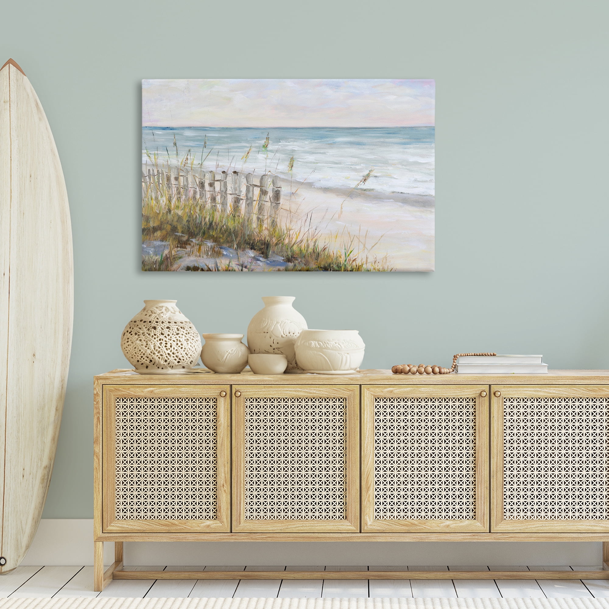 Stupell Industries Beach Tide Pools Landscape Painting Gallery Wrapped Canvas Art Print Wall Art, 45 x 30