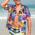 thumbnail image 7 of Kll Men'S Hawaiian Shirt Short Sleeve Button Down Beach Shirts-The Garden Tricolor Pansy Flower, 7 of 7