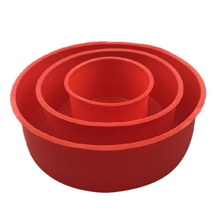 

Redempion Bakery Cake Round Mold Non-stick High Temperature Resistant Silicone Mould Pastry Reusable Baking Tool Kitchen Gadget Red 3 Pieces/Set
