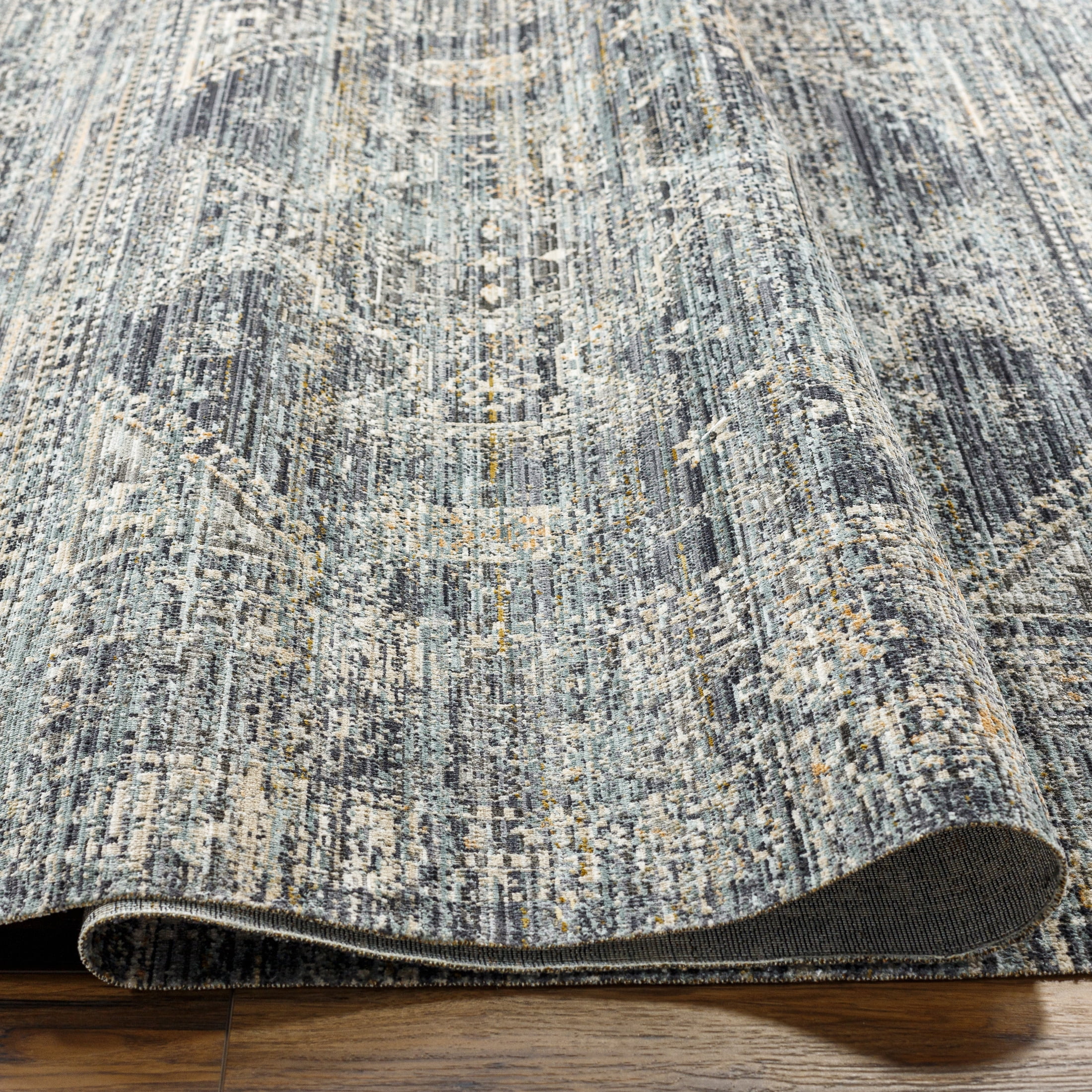 Livabliss x Becki Owens Margaret Medallion Washable Area Rug,5'3" x 7'10",Navy/Gray