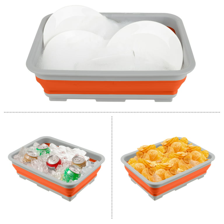 10 l Orange Collapsible Portable Wash Basin Pop-Up Dish Tub and Cooling  Chest 255518XFR - The Home Depot