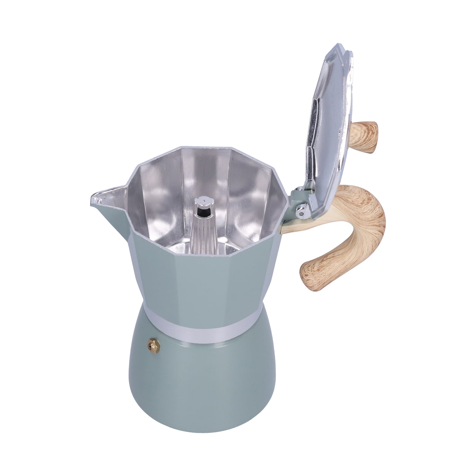 YAHHU 300ML 6-Cup Aluminum Stovetop Espresso Maker, Premium Classic Moka Pot Coffee Kettle for Gas and Camping Stoves, Authentic Italian Style Brewing, Cyan Blue Color (10.14 oz / 300 ml)