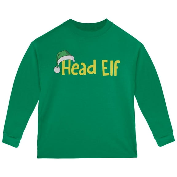 Christmas Head Elf Green Toddler Long Sleeve T-Shirt - 4T