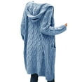 thumbnail image 4 of Langwyqu Autumn Winter Women Knit Long Hooded Cardigan Sweater With Pocket, 4 of 5